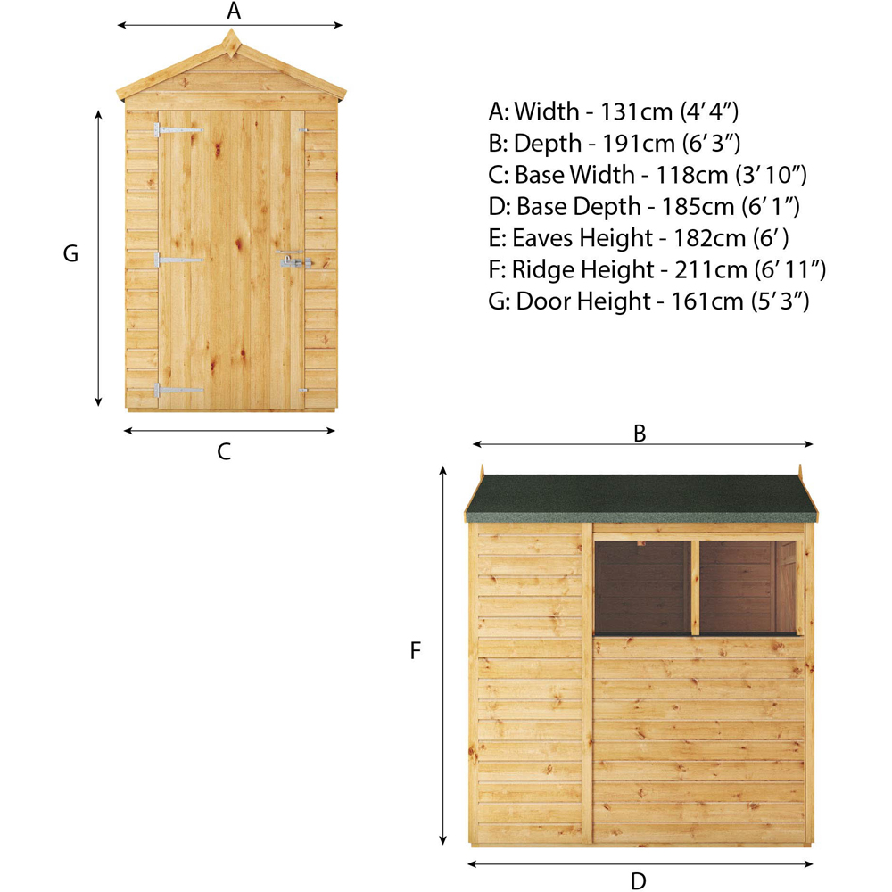 Mercia Woodsman 6 x 4ft Shiplap Apex Shed Image 9