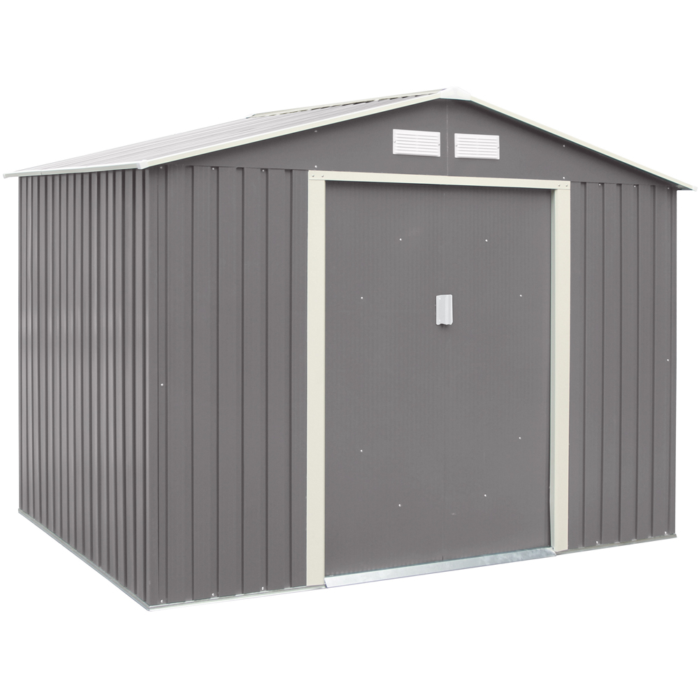 Rowlinson Trentvale Metal Apex Shed Light Grey with Foundation Kit 8 x 6ft Image 1