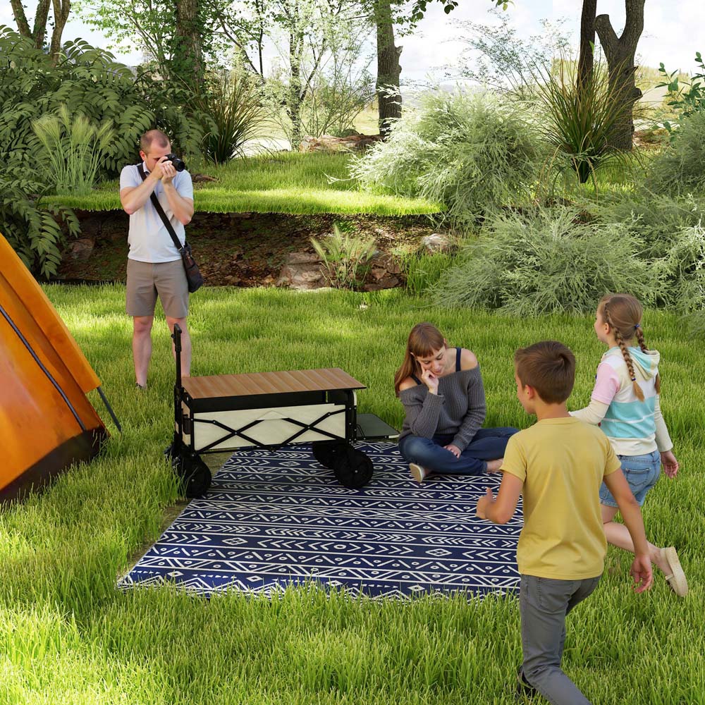 Outsunny Geometric Blue and White Reversible Outdoor RV Rug 1.8 x 2.7m Image 4