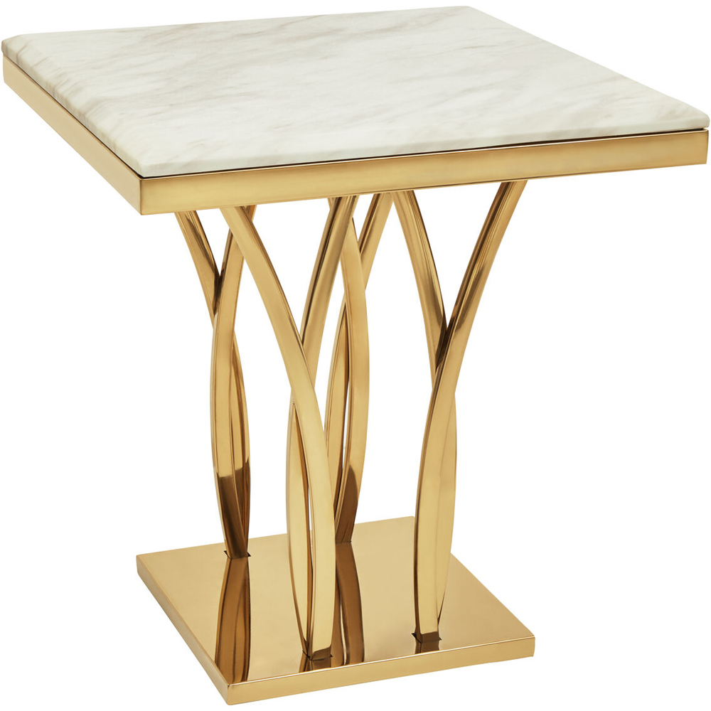 Premier Housewares White Marble and Gold Side Table Image 2