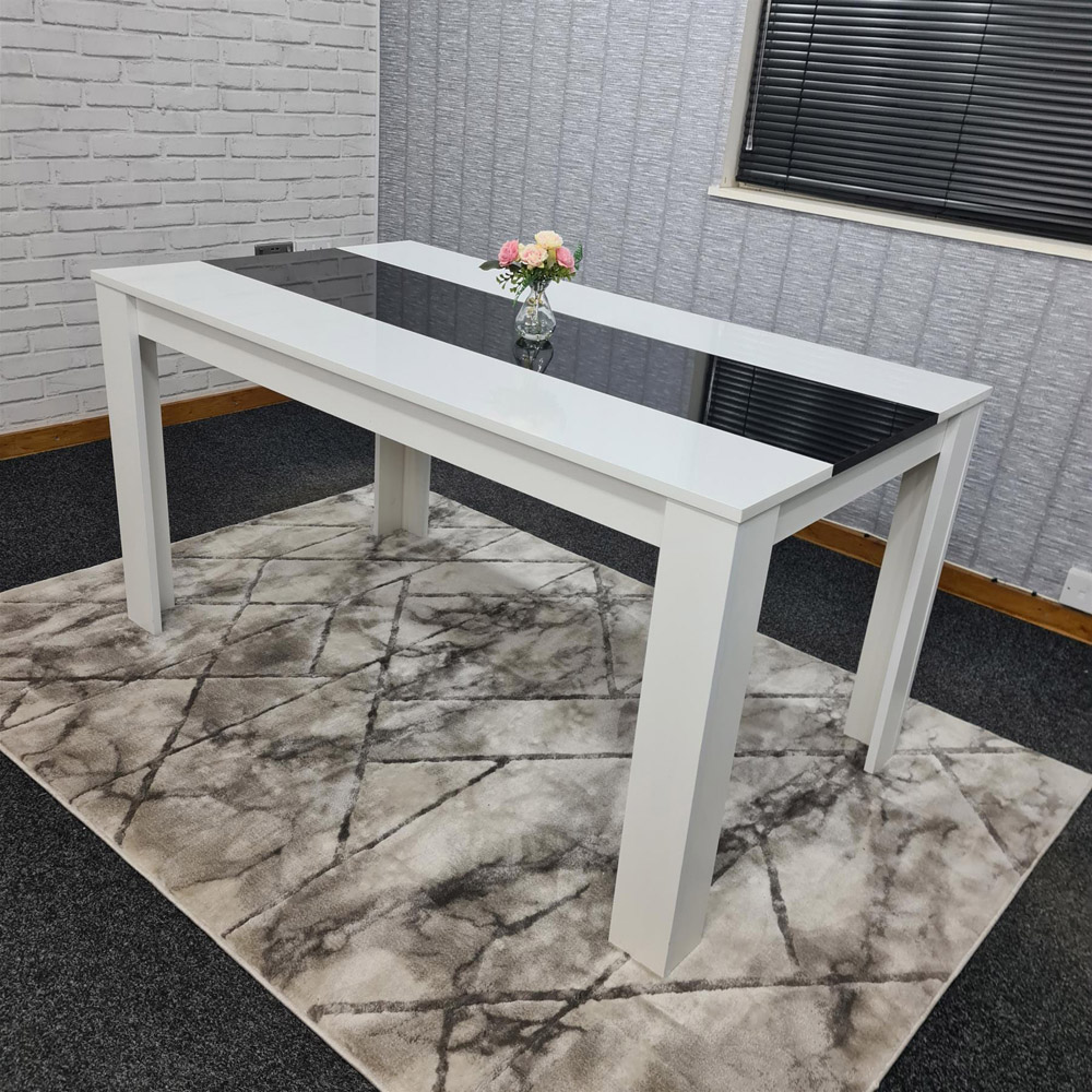 Portland 4 Seater Square Dining Table White and Black Image 8