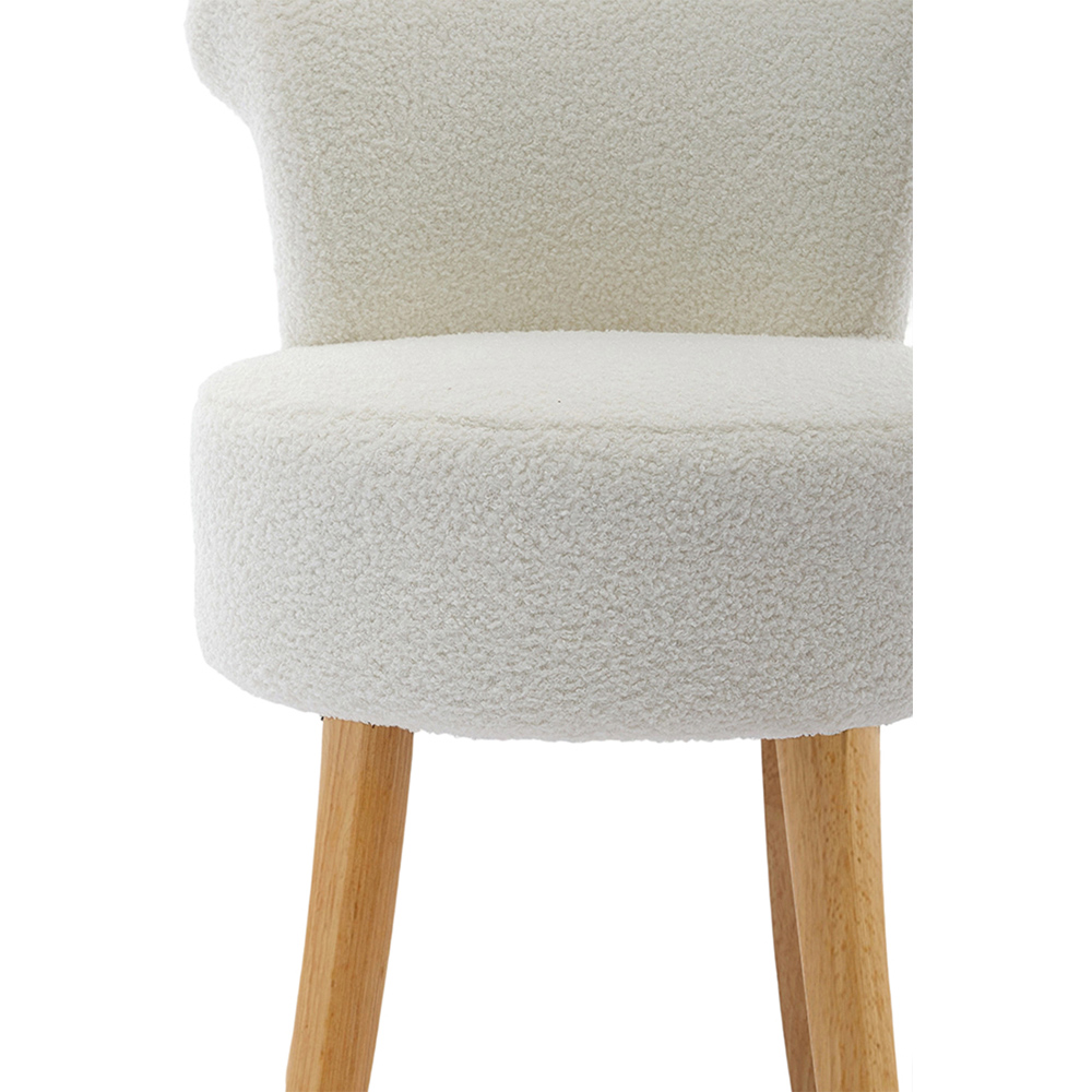 Living and Home White Teddy Fleece Curved Backrest Vanity Stool Image 3