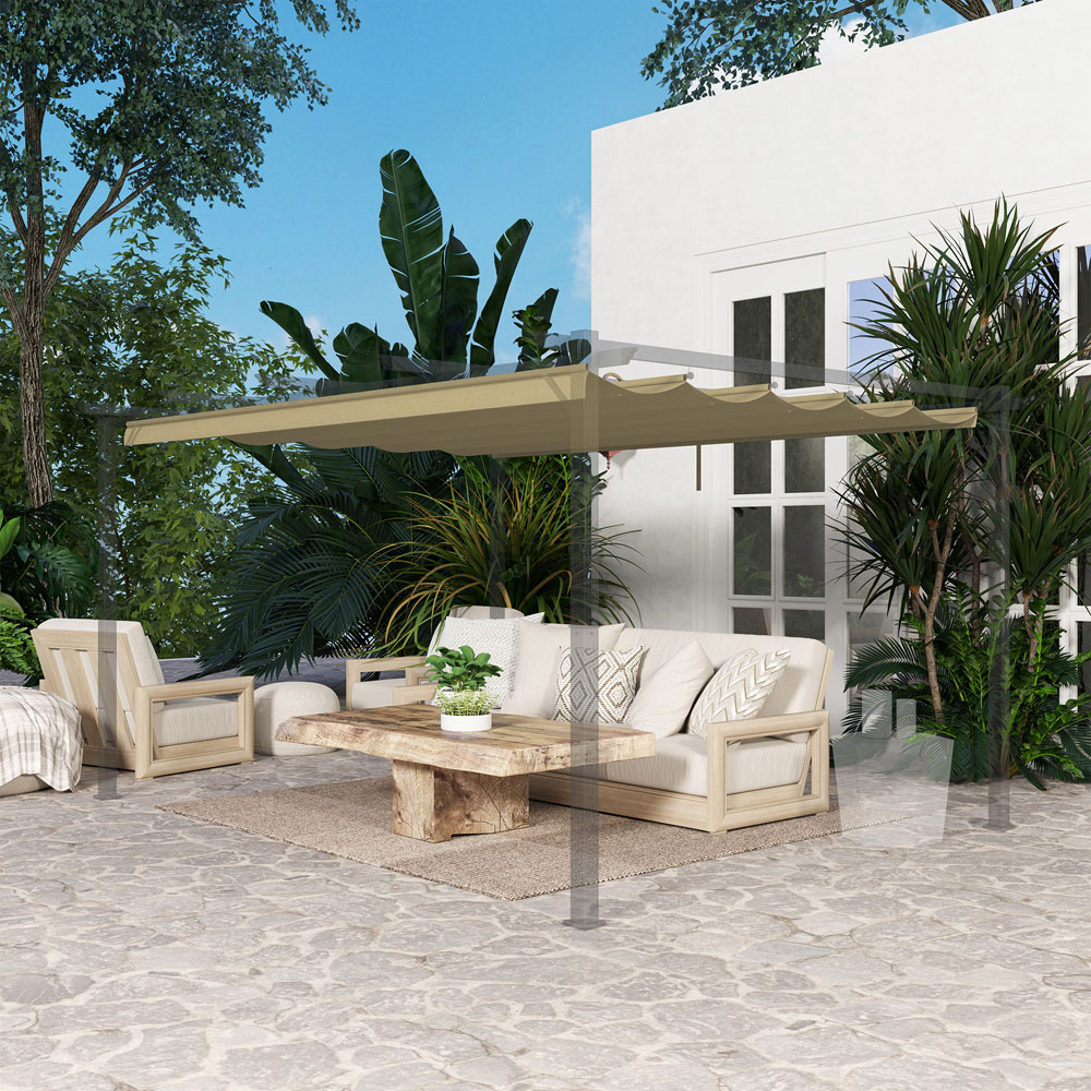 Outsunny 4 x 3m Tan Pergola Shade Cover Replacement Canopy Image 5