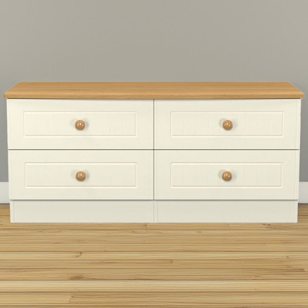 Crowndale Warwick 4 Drawer Cream Ash and Oak Bed Box Image 1