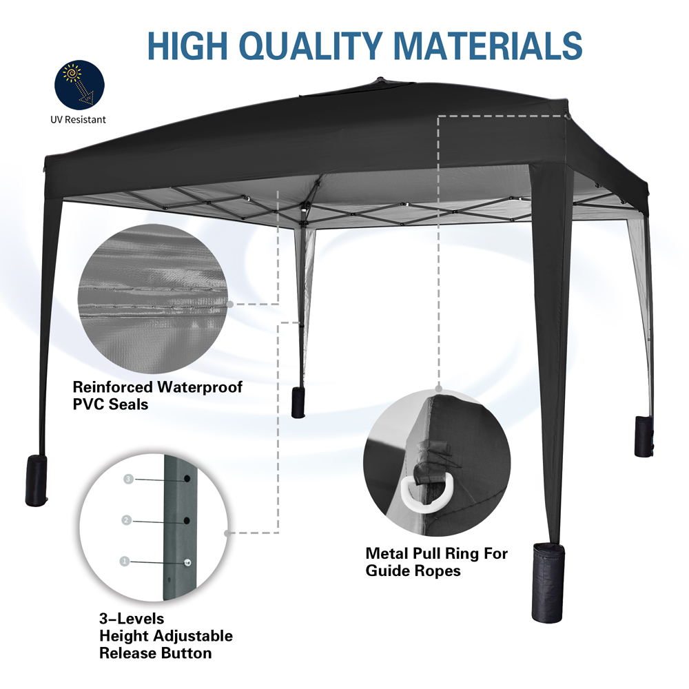 Black Pop Up Outdoor Gazebo 3 x 3m Image 7