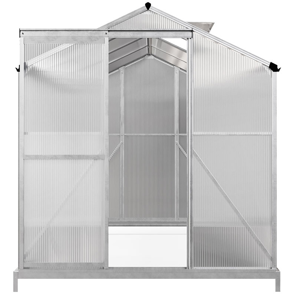 Living and Home 6.2 x 8.3ft Aluminium Polycarbonate Sliding Door Greenhouse with Base Image 3