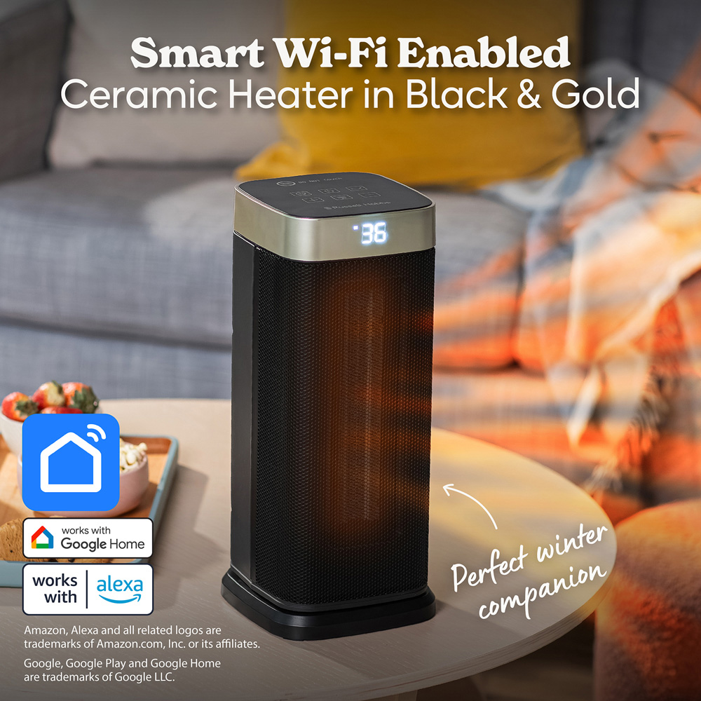 Russell Hobbs RHCTH2002G-SMT Black and Gold Square Smart Wi-Fi Enabled Ceramic Heater 2000W Image 3