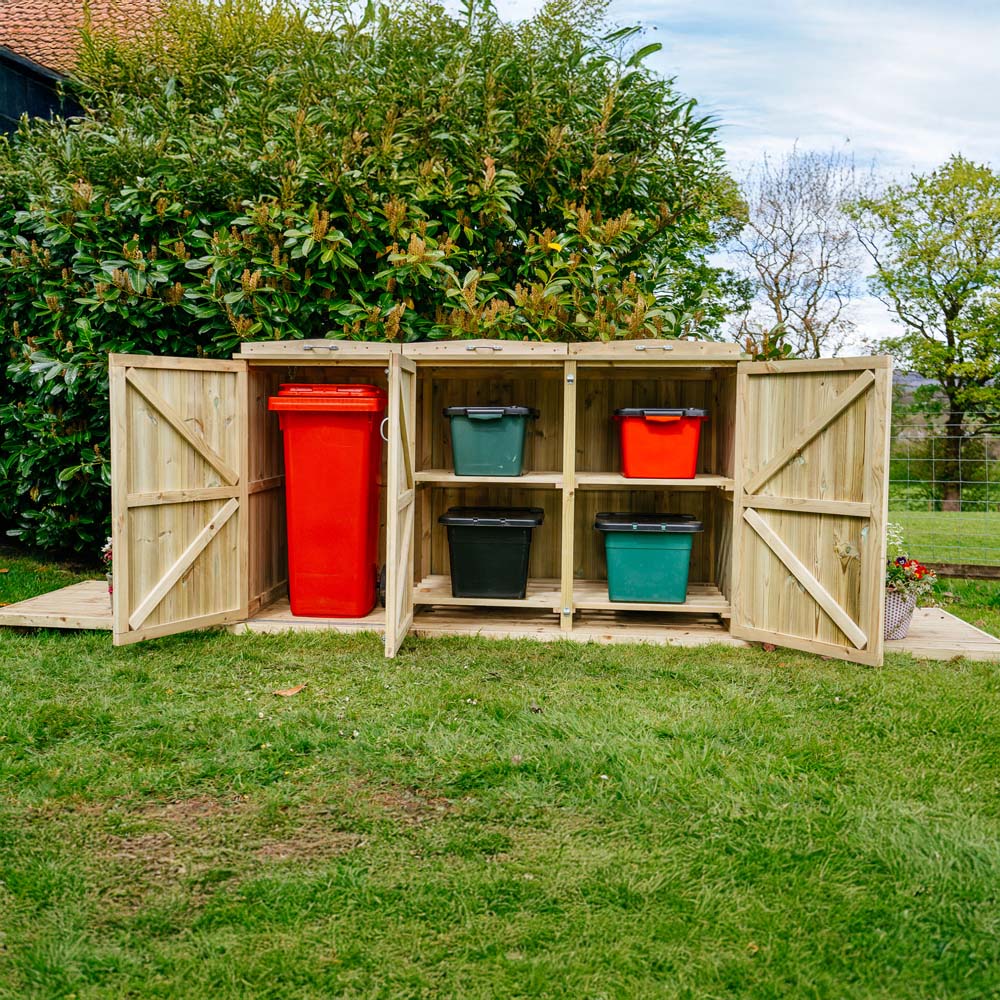 The Garden Village Shireburn 4 Recycle Box Single Wheelie Bin Shed Image 7