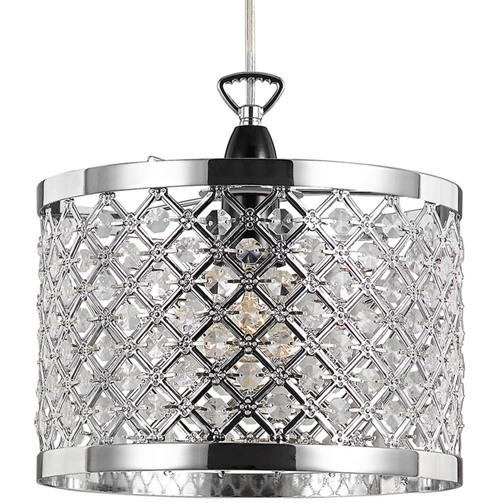 Happy Homewares Modern Sparkly Clear Beads Ceiling Light Pendant Shade Image 1