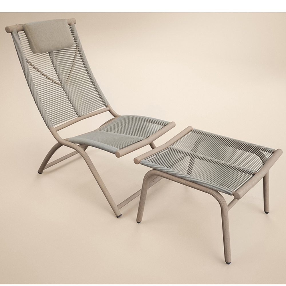 SOLACE+CO Esen Beige Garden Lounge Chair with Footstool Image 2