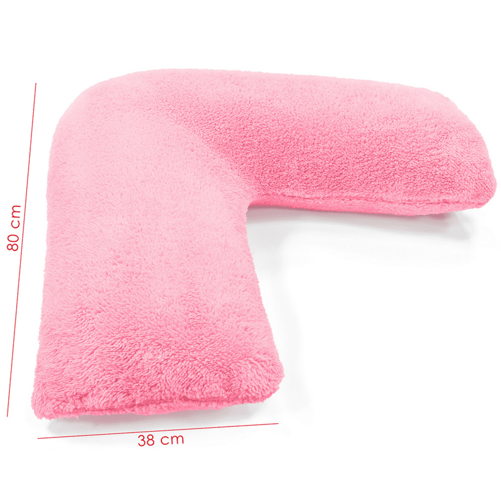 Velosso Blush Pink Teddy Fleece V Shape Pillow Image 2