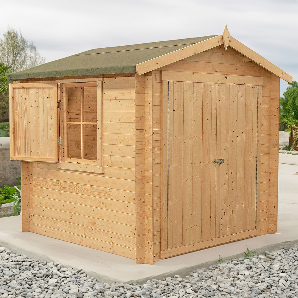 Shire Bradley 9 x 9ft Double Door Wooden Log Cabin Image 2