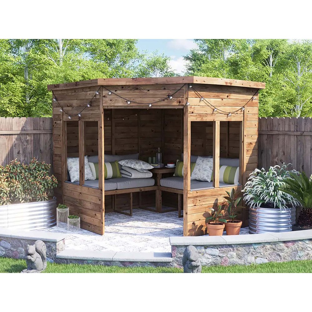 Dunster House Apocallipo 4 Seater 8 x 8ft Brown Corner Arbour with Glazed Panels Image 3