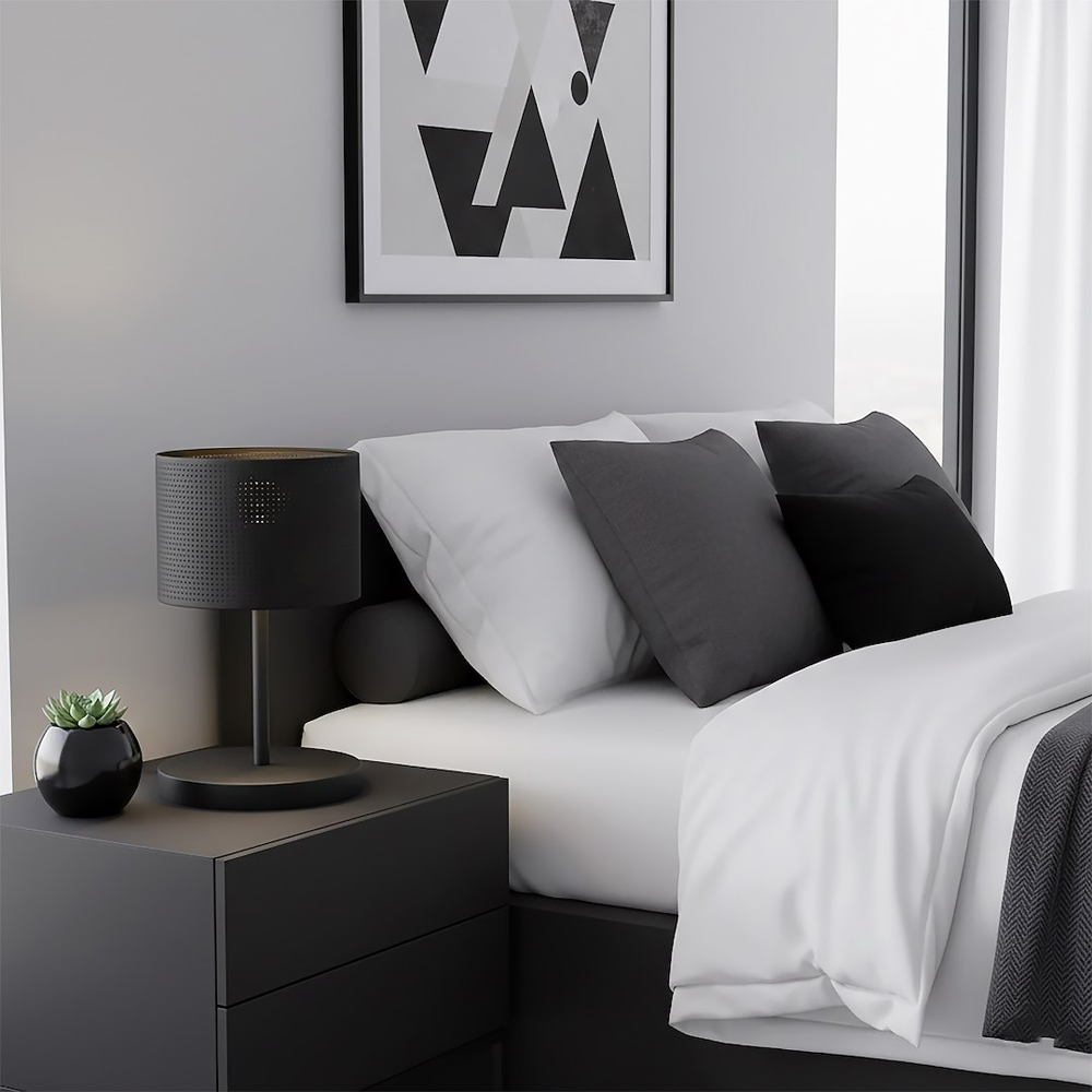 Emibig Lux Cylindrical Shade Black E27 Table Lamp Image 5