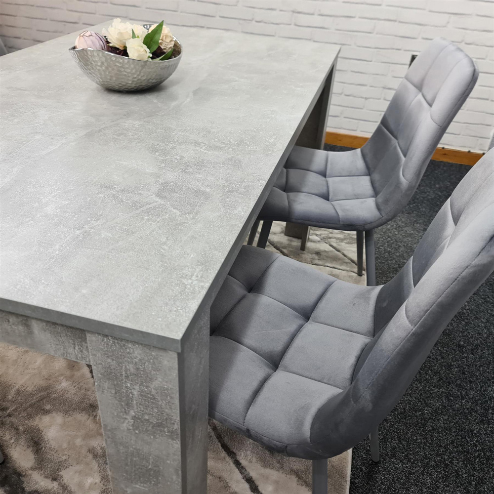 Portland Velvet 4 Seater Dining Set Stone Grey and Grey Image 4