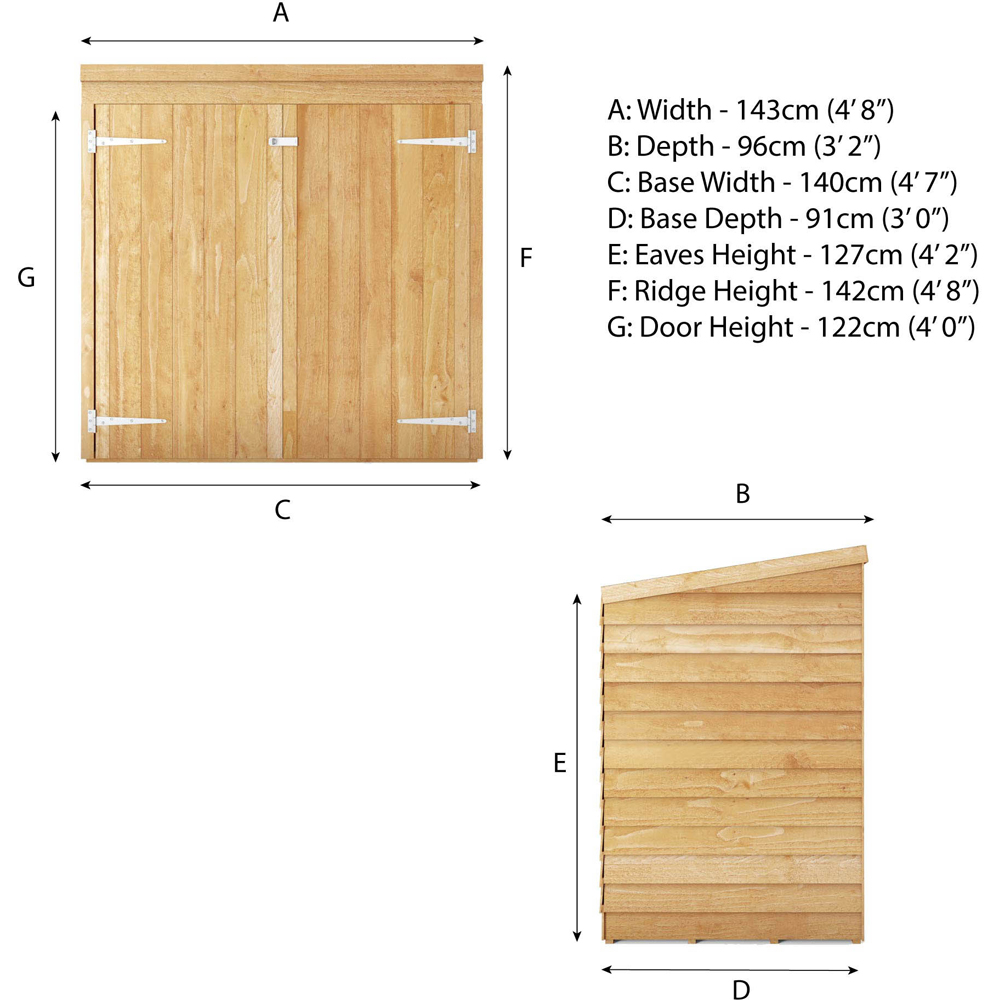 Mercia 3 x 5ft Double Door Overlap Pent Tool Storage Shed Image 8