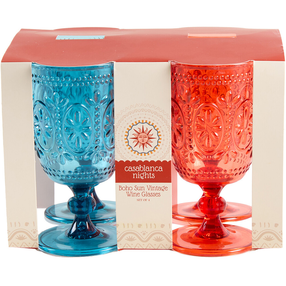Set of 4 Casablanca Nights Boho Sun Vintage Wine Glasses Image 4