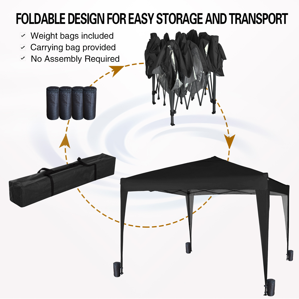 Black Pop Up Outdoor Gazebo 2 x 2m Image 5
