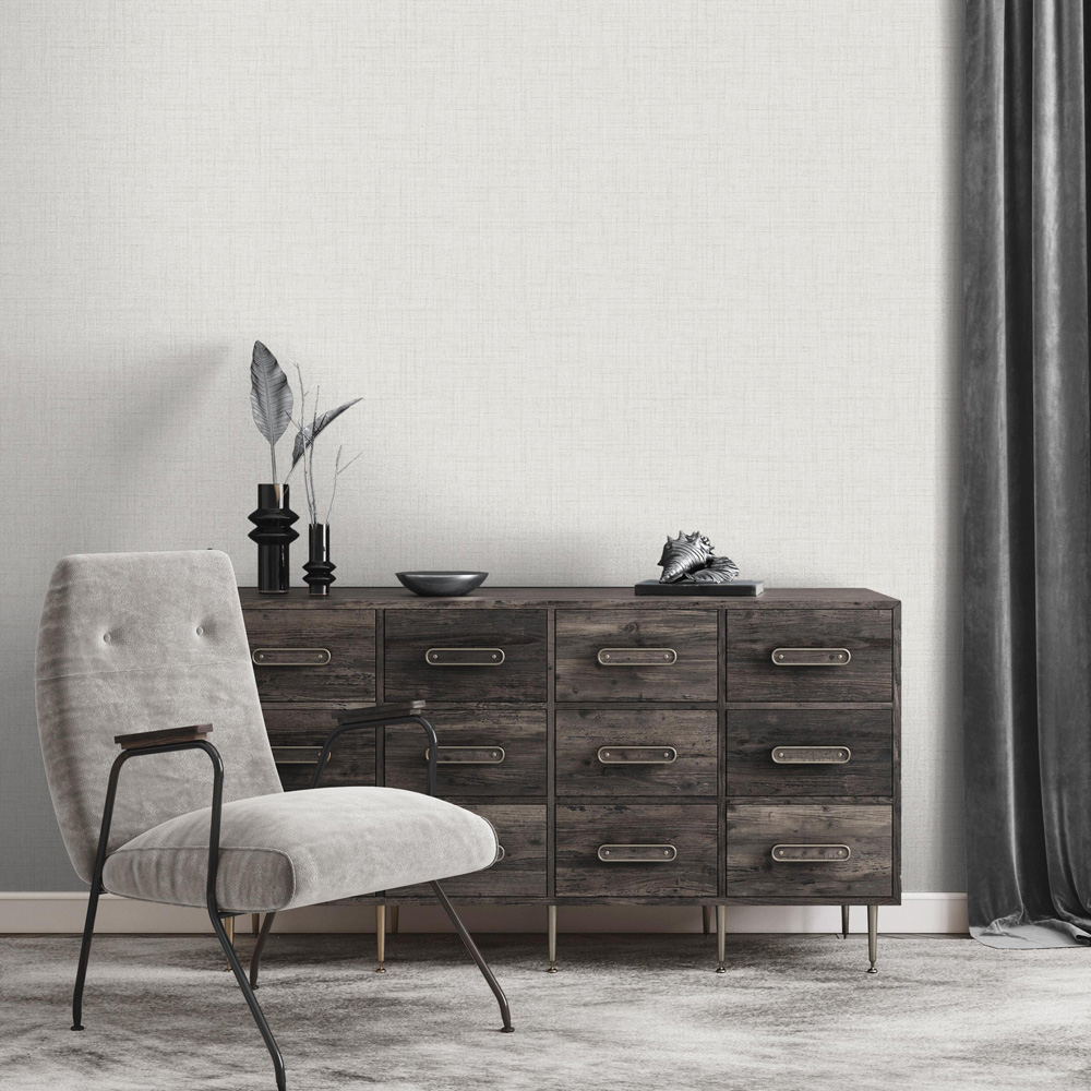 Fine Décor Larson Texture Fabric Effect Grey Wallpaper Image 2