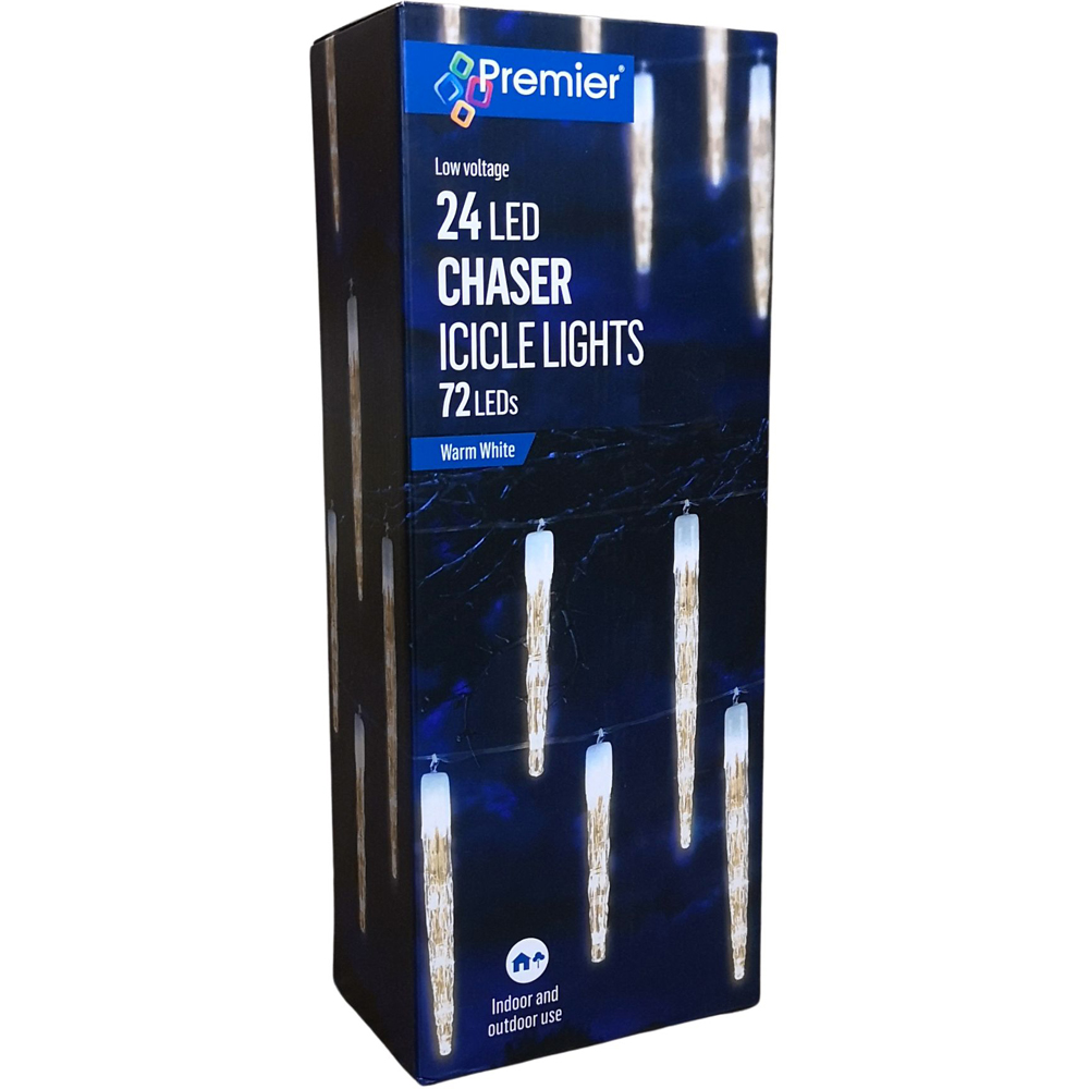 Premier 72 Warm White LED Clear Cable Icicle String Light 6.9m Image 4