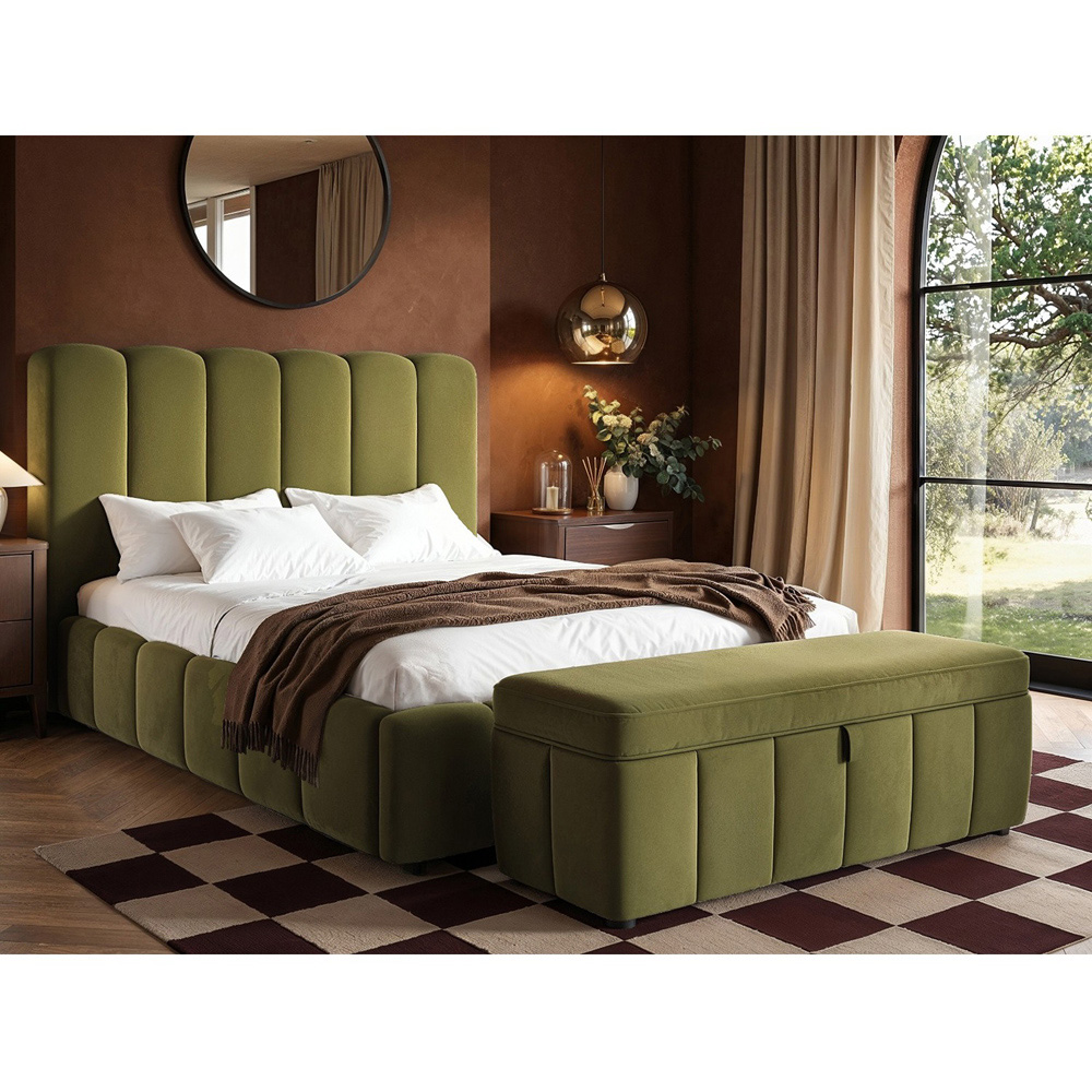 SOLACE+CO Emilie Green Velvet Blanket Box Image 4