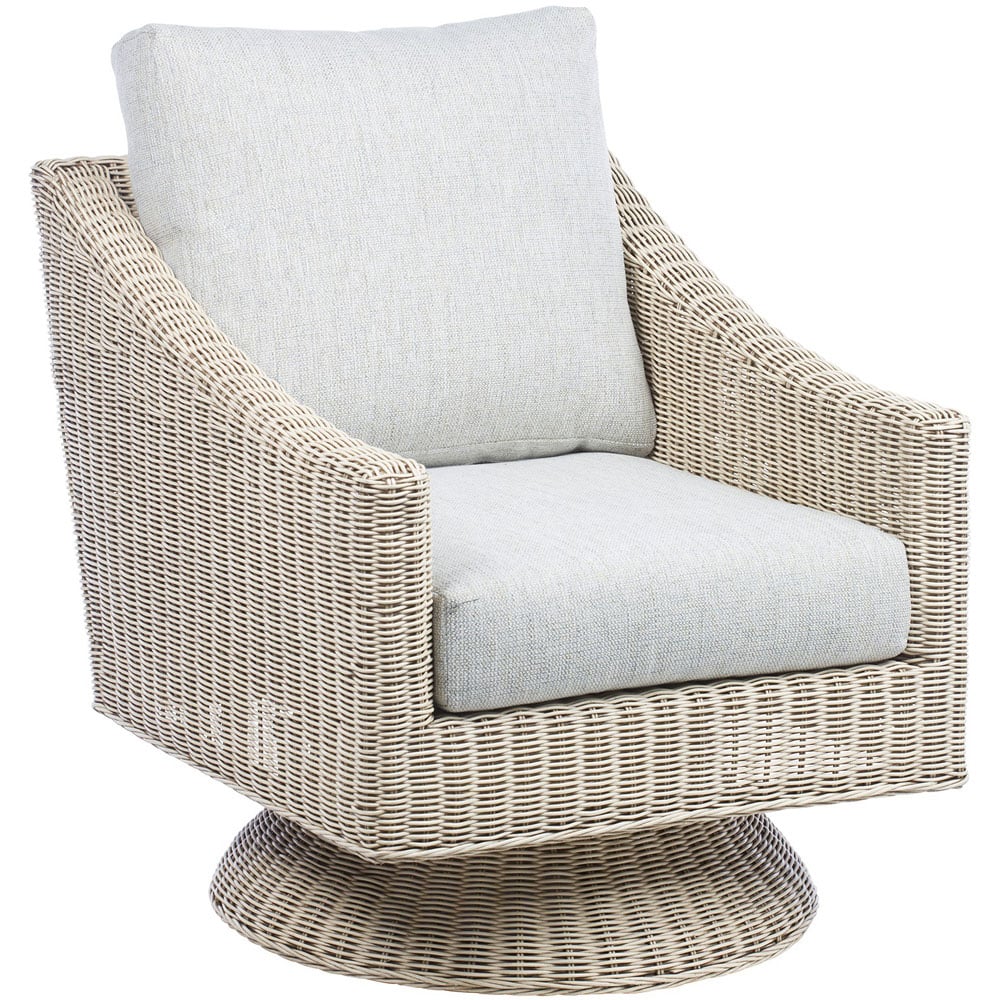 Desser Dijon Natural Rattan Pebble Fabric Swivel Chair Image 2