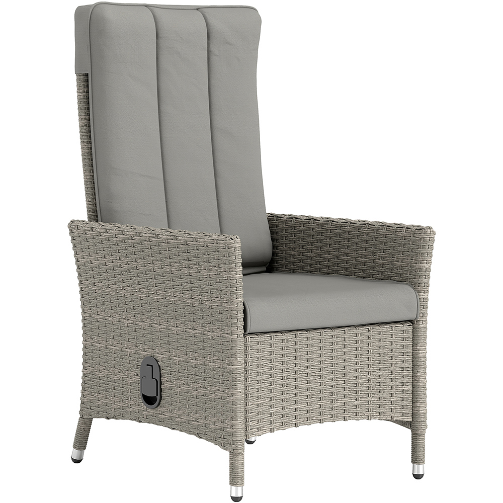 Outsunny Grey Rattan Adjustable Backrest Garden Recliner Chair Image 2