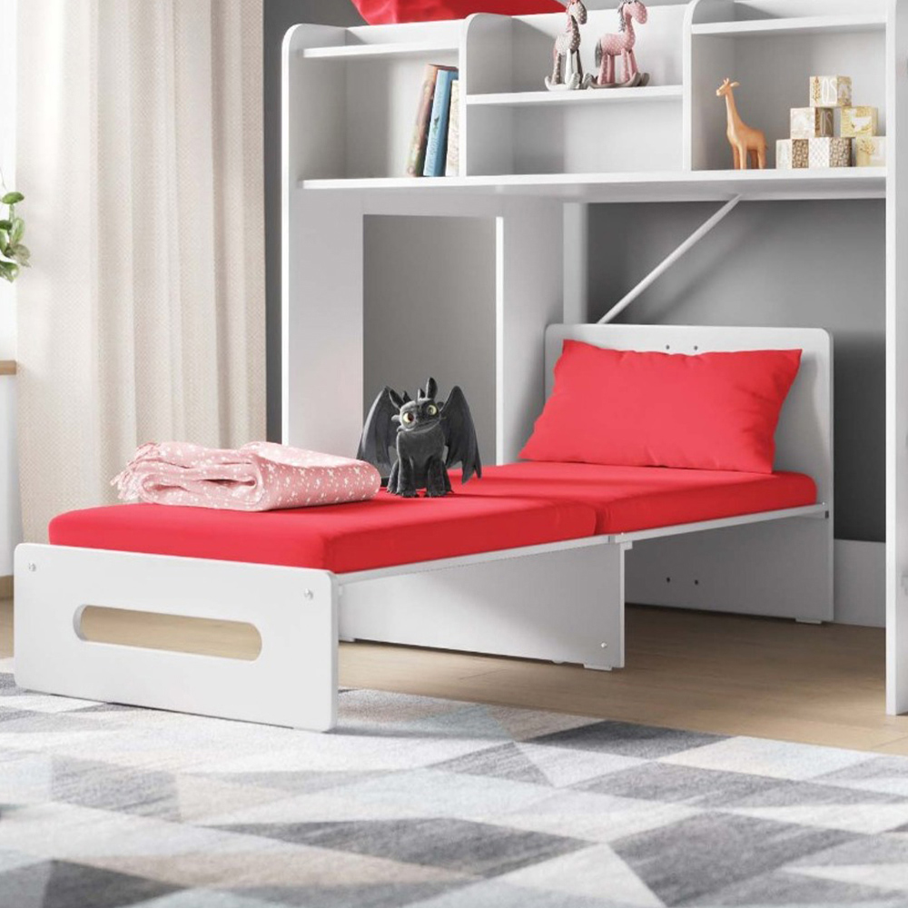 Flair Wizard White Junior High Sleeper with Scarlet Red Futon Image 2
