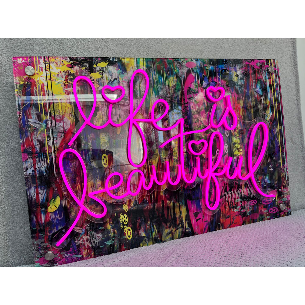 Splashbax Life Is Beautiful Unframed LED Neon Wall Art Image 3