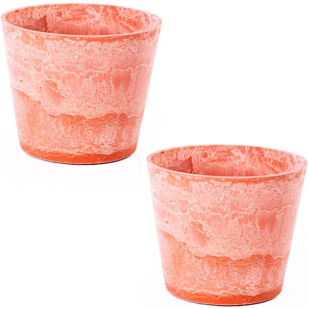 Garden Gear Caesar Terracotta Marble Effect Planter 31cm 2 Pack Image 1