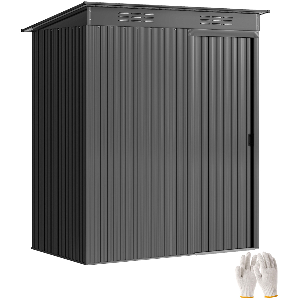 Outsunny 5 x 3ft Dark Grey Metal Garden Storage Shed Image 3
