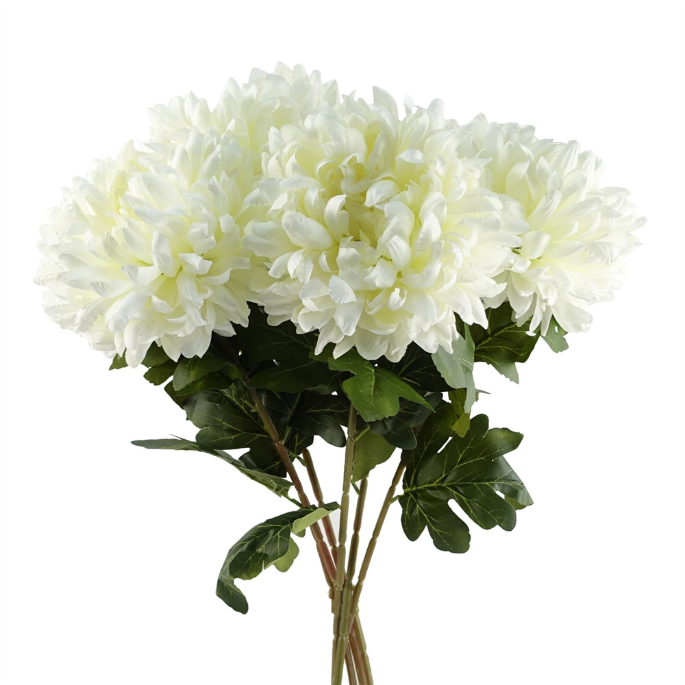 Leaf White Reflex Chrysanthemum Single Stem Artificial Flower 6 Pack Image 1