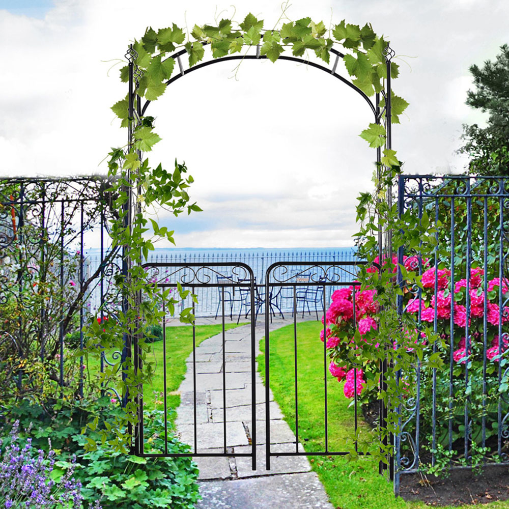 Outsunny Antique 7 x 1.4 x 3.5ft Arched Arbour with Gate Image 1