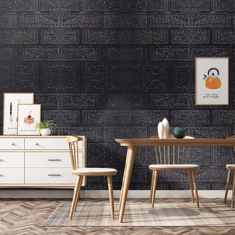 Living and Home 3D Brick Texture Black and Grey Wall Sticker 15 Pack Image 7
