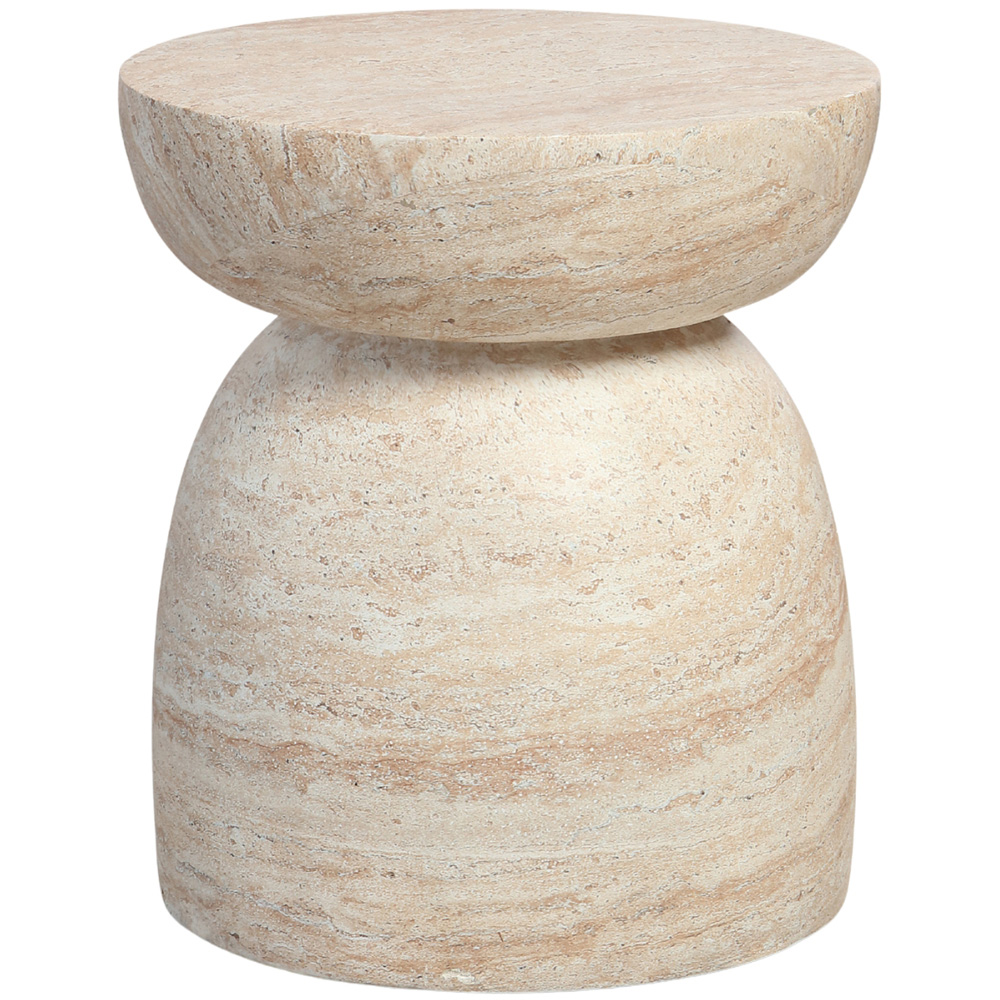 Desser Pisa Round Minimalist Travertine Side Table Image 2