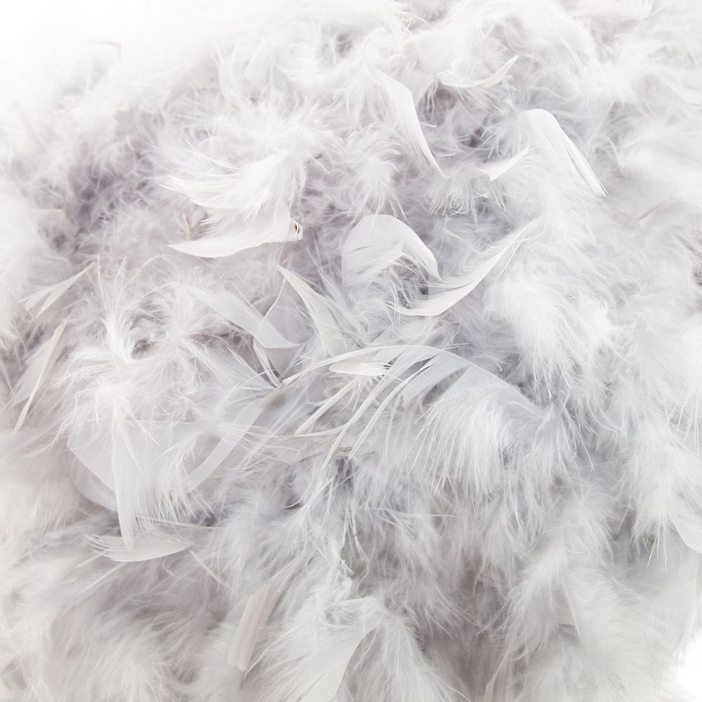 Happy Homewares Grey Feather Drum Pendant Shade with Clear Acrylic Droplets Image 3