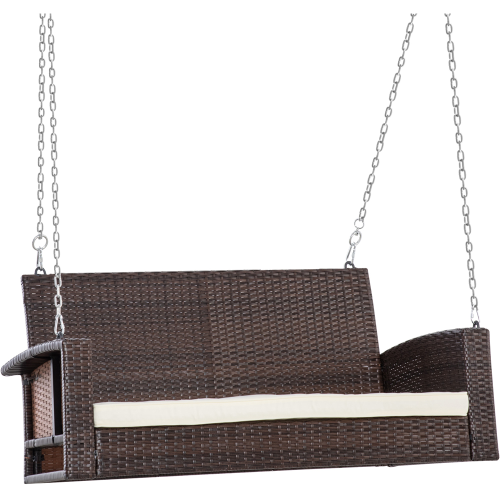 Outsunny 2 Seater Cream White Rattan Swing Bench Image 2