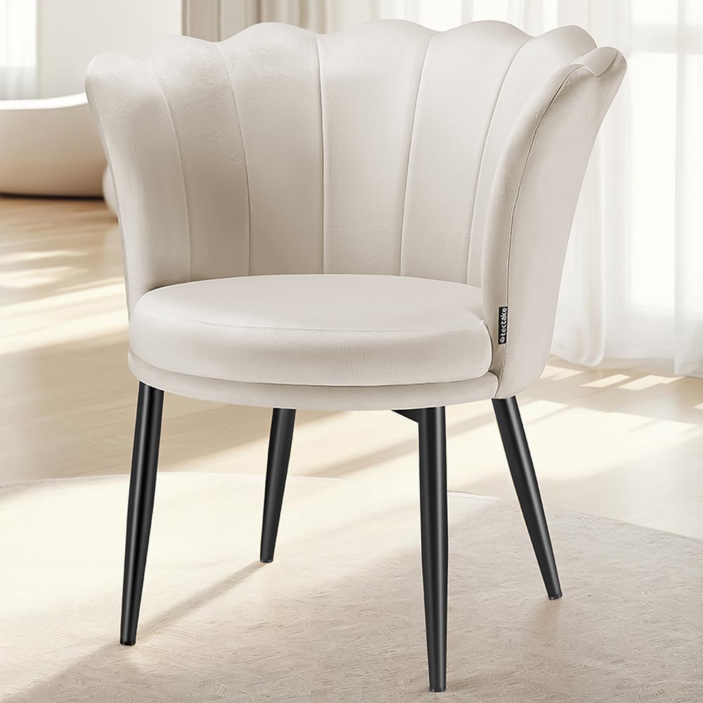 tectake Stella Cream and Black Velvet Padded Armchair Image 1