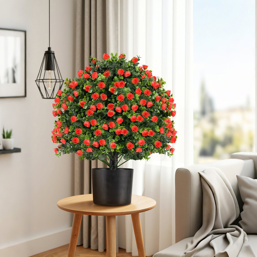 Costway Artificial Rose Topiary Ball Tree 2 Pack Image 3