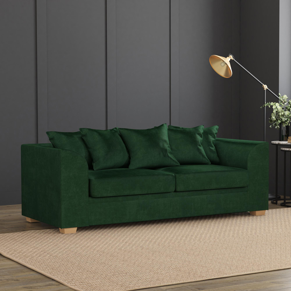 Modo 5 Seater Forest Green Plush Velvet Scatter Back Sofa Set Image 5
