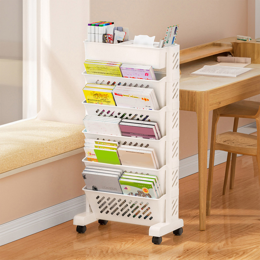 Living and Home Beige Rolling Storage Cart with Castors Image 7