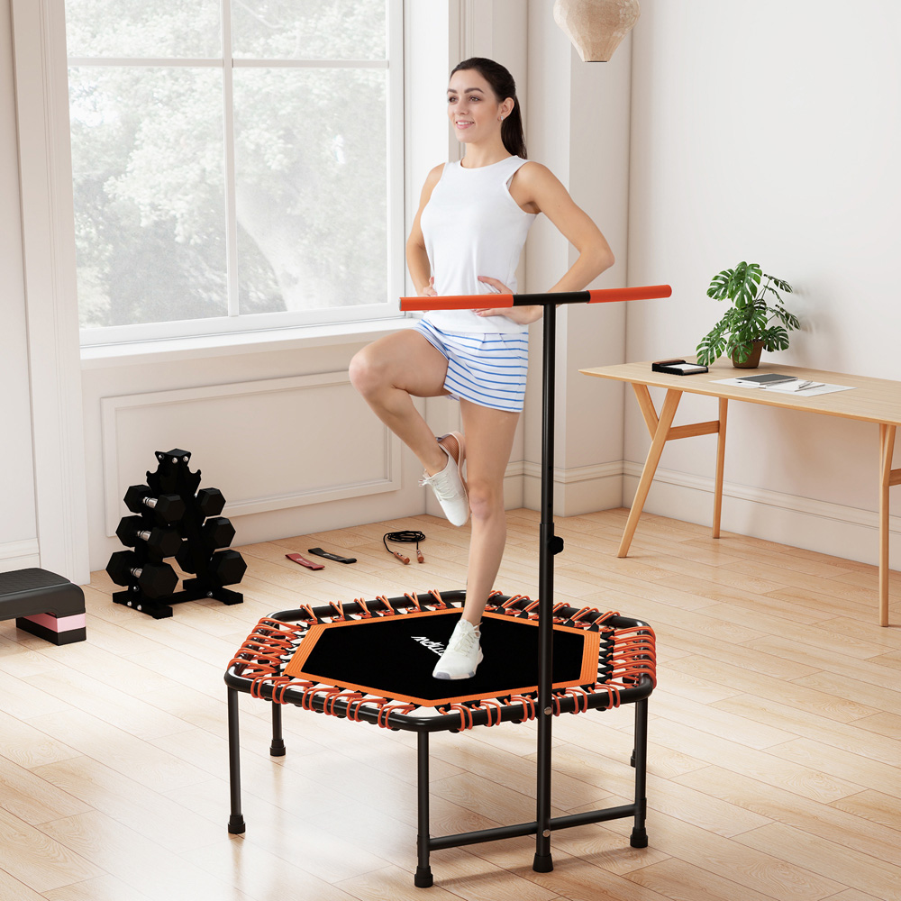 SPORTNOW 3.7ft Orange Trampoline with Adjustable Handle and LED Lights Image 4