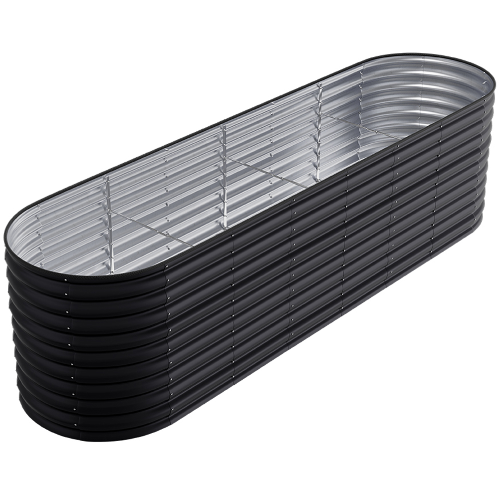 Living and Home Black Oval Galvanised Steel Raised Garden Bed 320 x 80cm Image 3