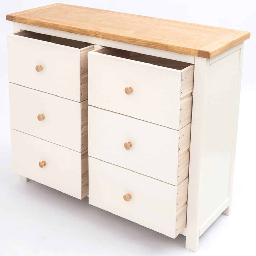 Cabinet Bits Maggiori 6 Drawer White Wood Knob Chest of Drawers Image 5
