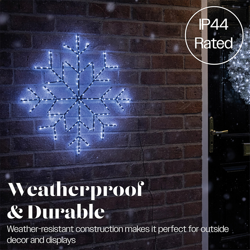 Xmas Haus 196 White Micro LED Metal Snowflake Silhouette Christmas Decoration 63cm Image 4