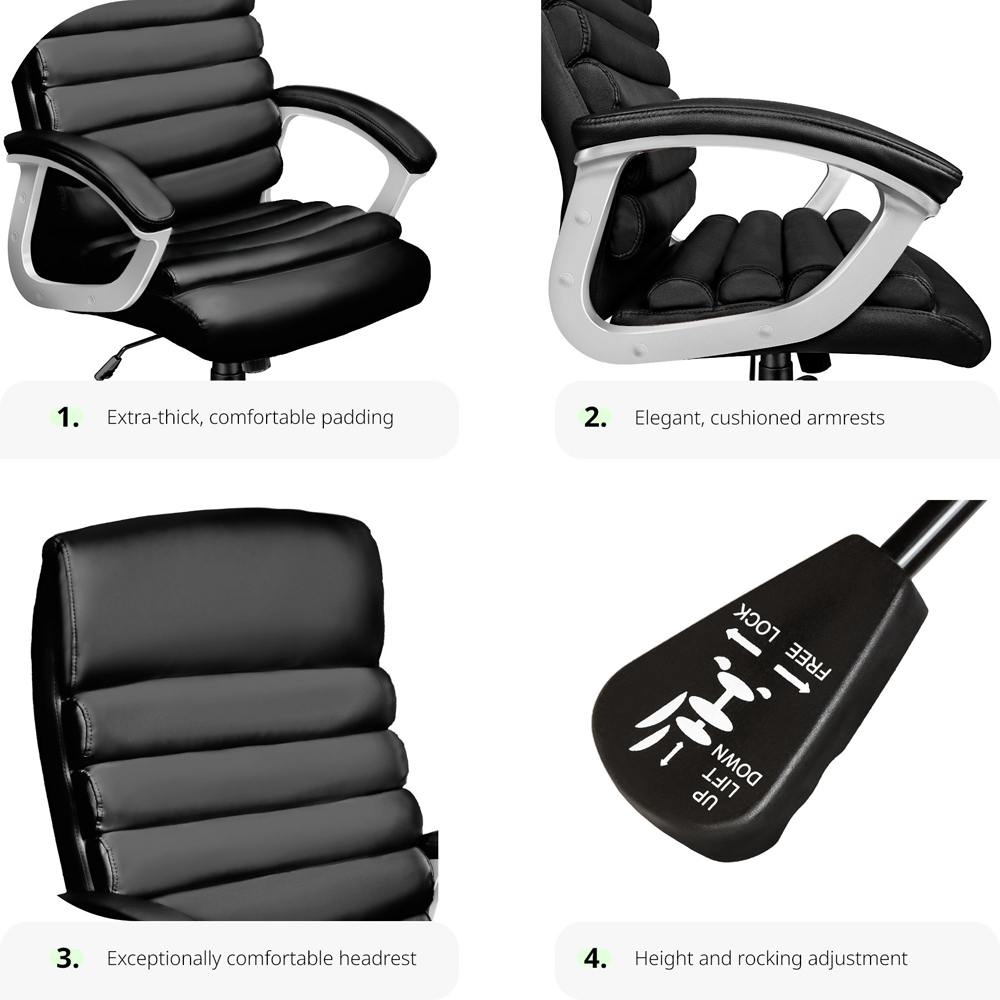 tectake Paul Black Height Adjustable Padded Office Chair Image 3