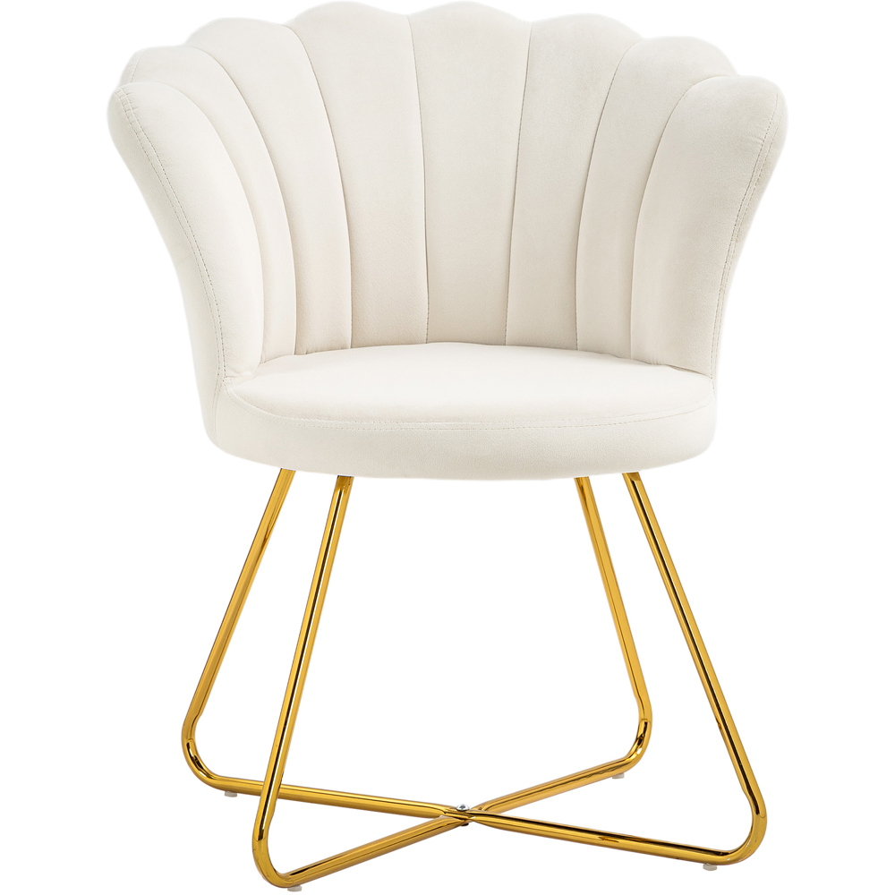 Portland Cream Velvet Accent Chair with Lotus Backrest Image 2