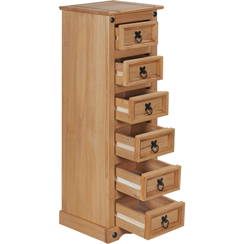 Mews Corona 6 Drawer Waxed Pine Narrow Chest of Drawers Image 2