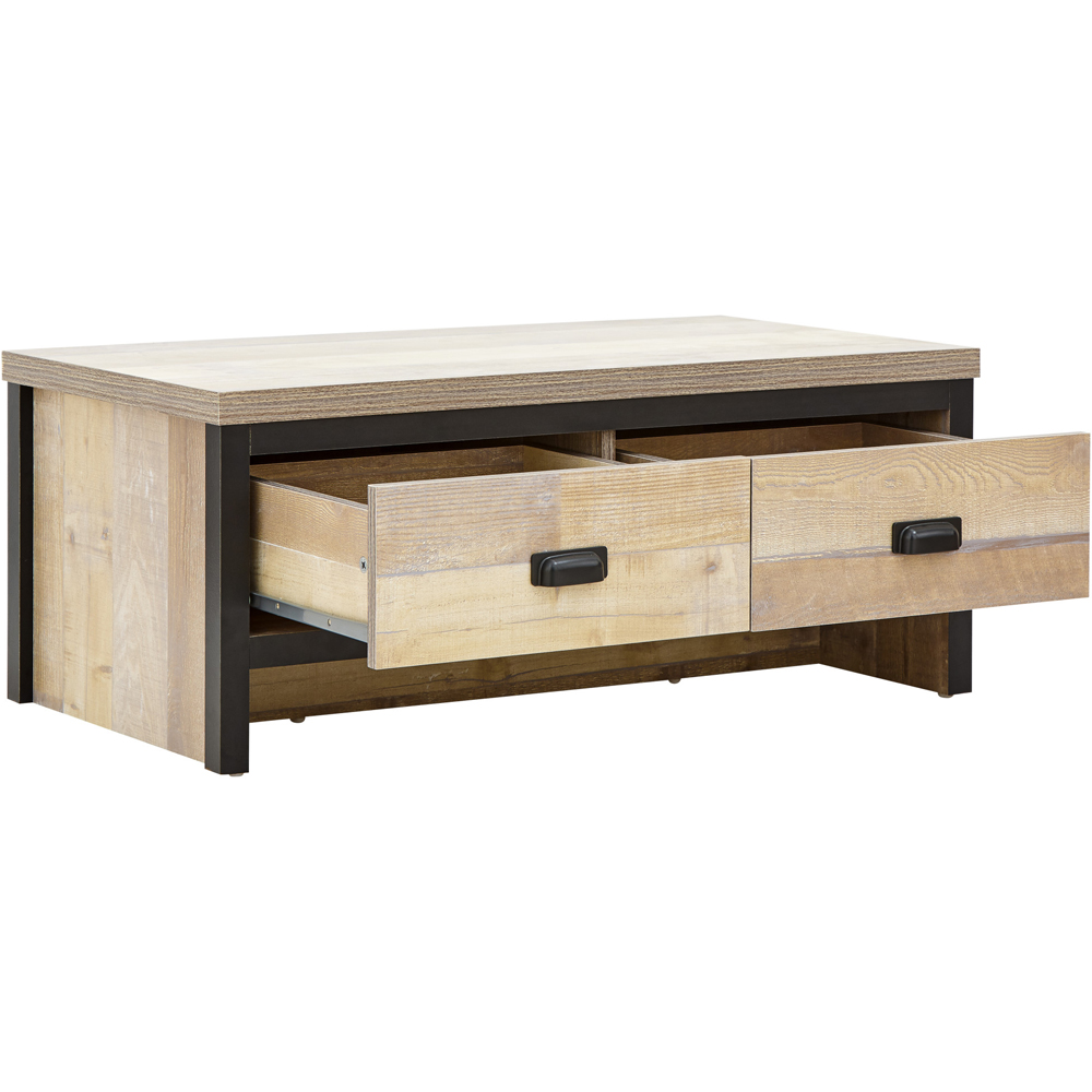 GFW Boston 2 Drawer Oak Coffee Table Image 5