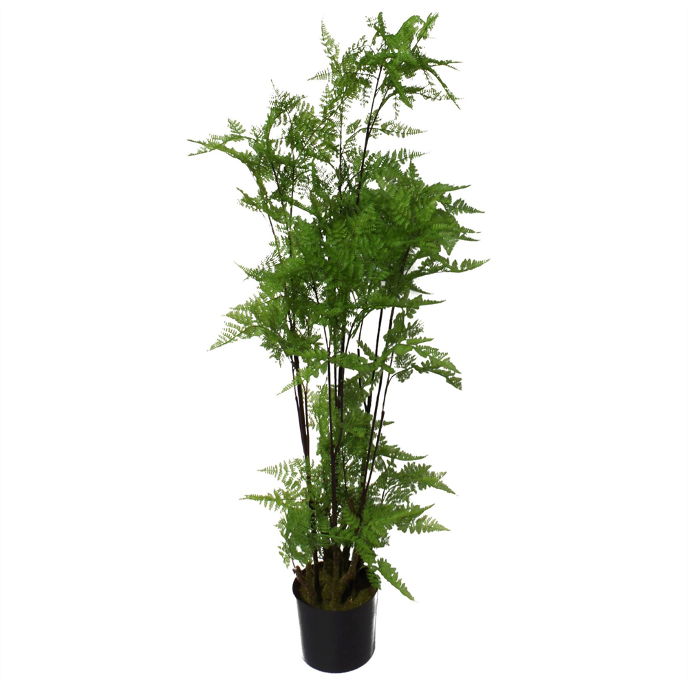 Leaf Extra Large Moss Base Fern Foliage Artificial Plant with Gold Metal Planter 150cm Image 5